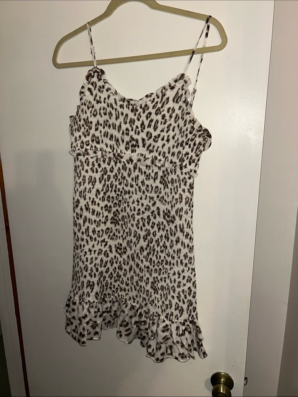 Style Rack White and Brown Leopard Print Midi Dress